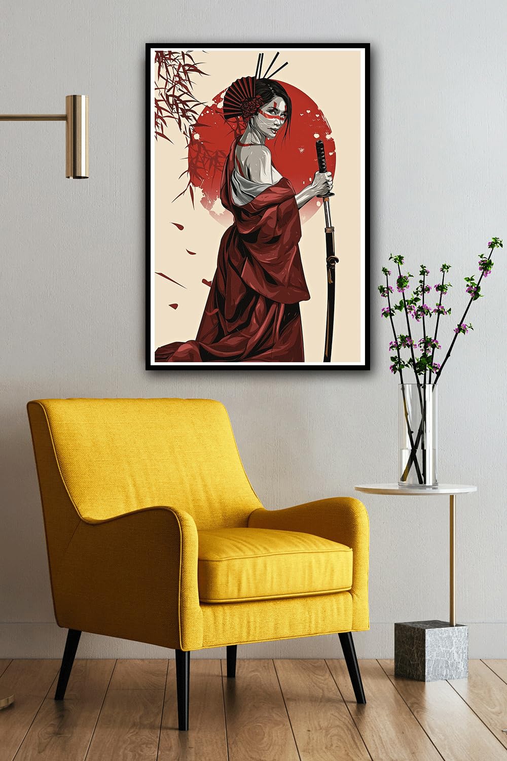 zhufuyl Japanese Female Warrior Vintage Retro Female Ninja Posters